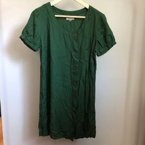 Green asymmetrical button down dress from urban